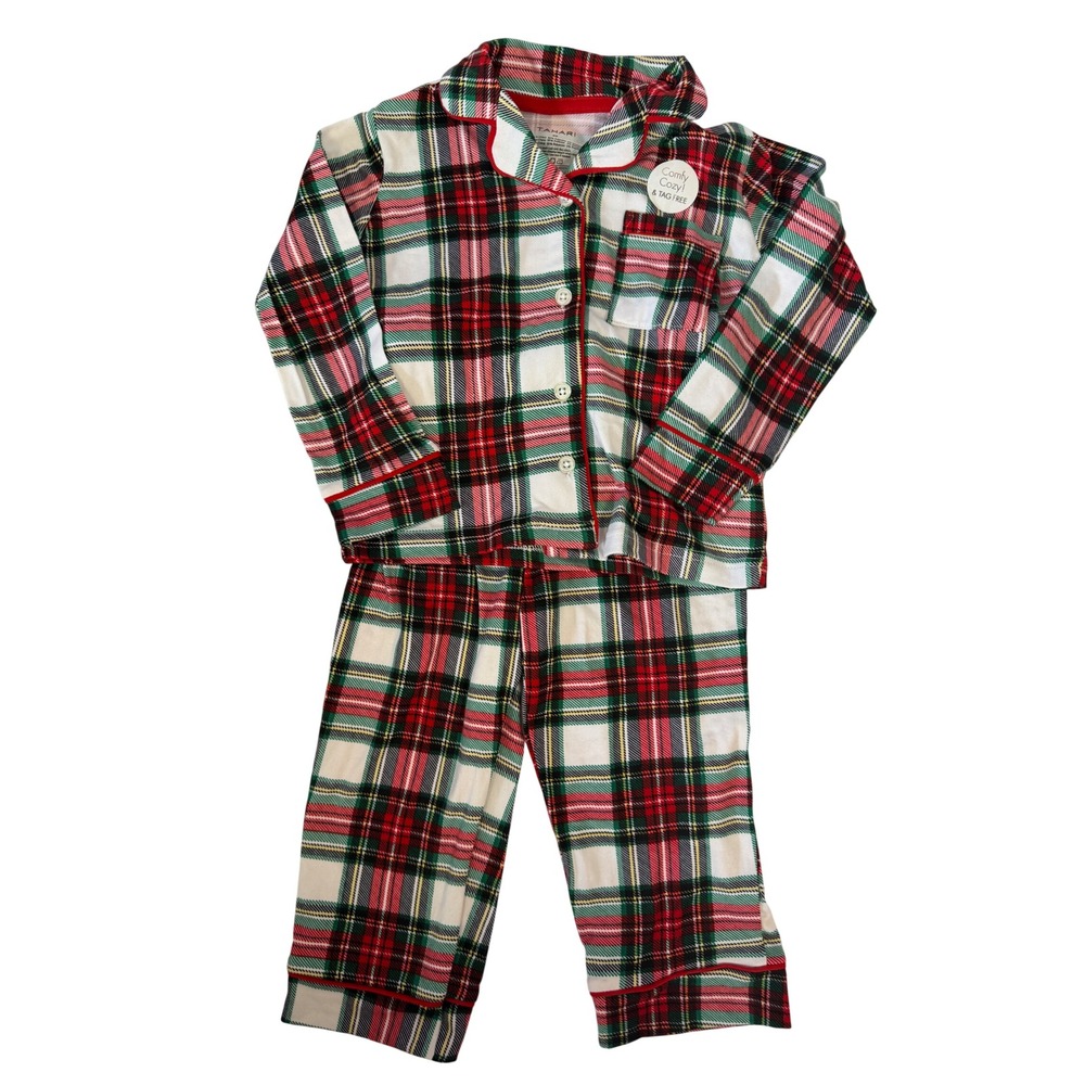 Tahari Plaid Pajama Set 2T Toddler Christmas Holiday Red Green Academia Preppy